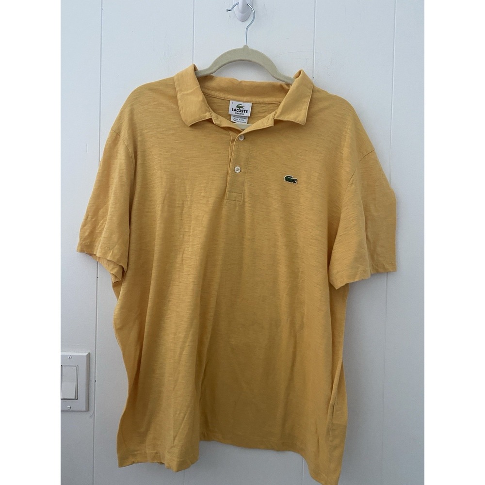 VTG 90' Lacoste Regular Fit Polo Shirt Men's 7 XXL Golden Yellow Peru - Picture 1 of 5
